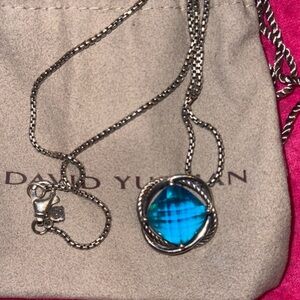 David Yurman Hampton Blue Topaz Infinity Necklace SS925 AUTH